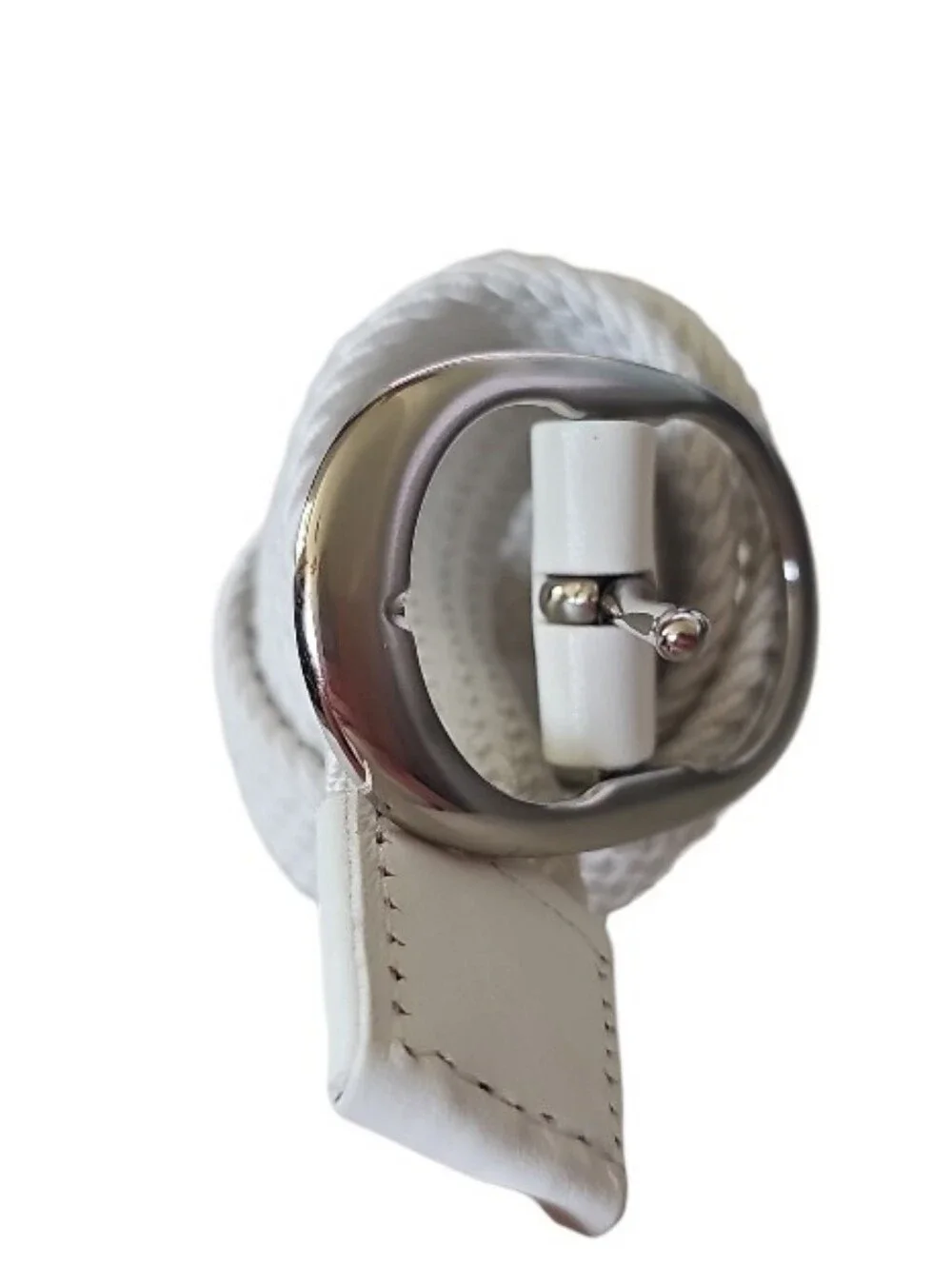 Greg Norman Braided Belt Men Small 32 White Leather Trim Golf Casual Classic